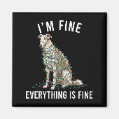 Borzoi Christmas I'm Fine Everything Is Fine  Magneet (Voorkant)