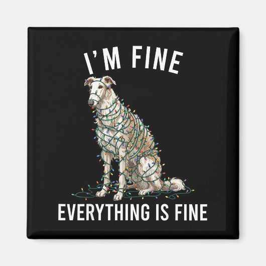 Borzoi Christmas I'm Fine Everything Is Fine Magneet (Voorkant)
