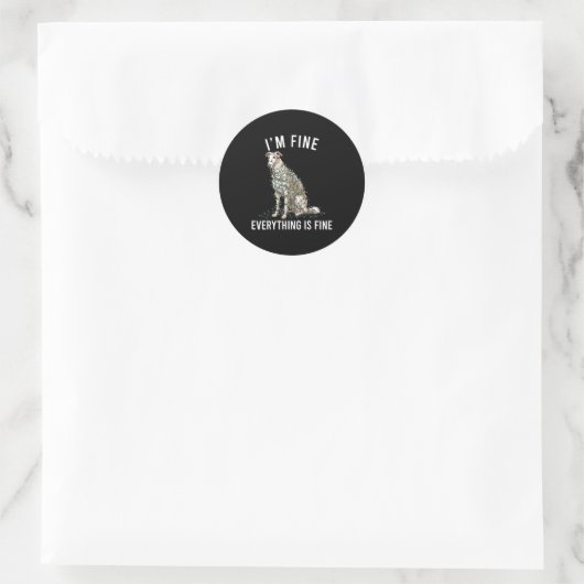 Borzoi Christmas I'm Fine Everything Is Fine  Ronde Sticker (Tas)