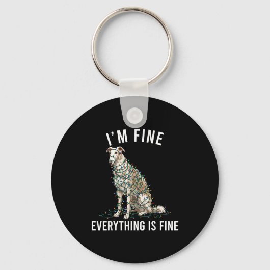 Borzoi Christmas I'm Fine Everything Is Fine Sleutelhanger (Voorkant)
