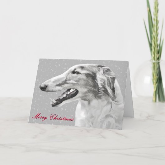 Borzoi Christmas Wenskaarten Feestdagen Kaart (Voorkant)