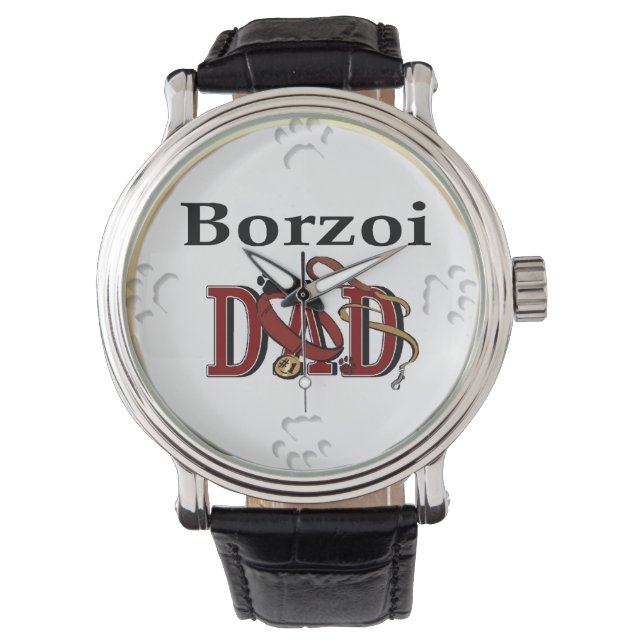Borzoi Dad Horloge (Voorkant)