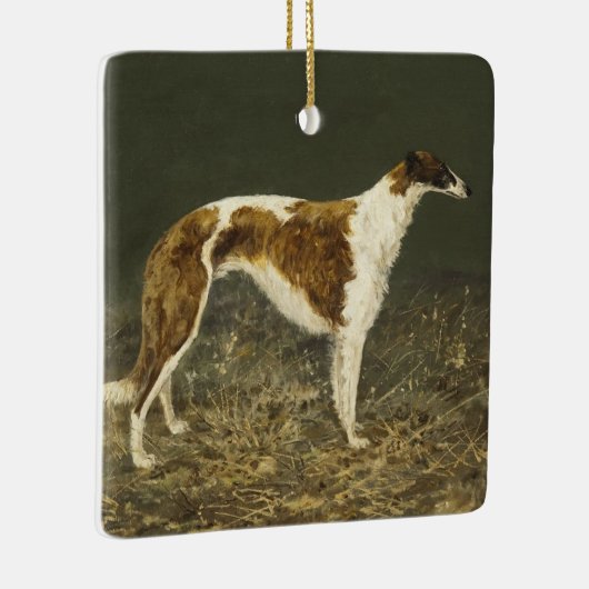 Borzoi die kerstversiering schilderen Keramisch Ornament (Rechts)