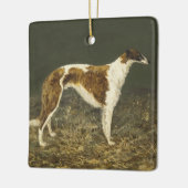 Borzoi die kerstversiering schilderen Keramisch Ornament (Links)