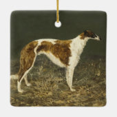 Borzoi die kerstversiering schilderen Keramisch Ornament (Achterkant)