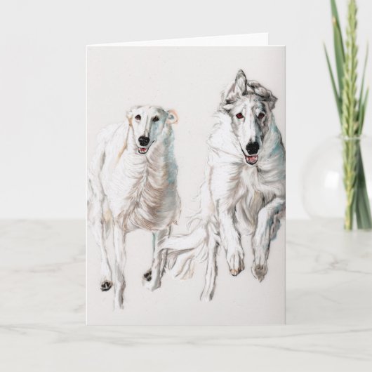 Borzoi die samen met Dog Art Wenskaart werkt Kaart (Voorkant)