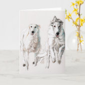 Borzoi die samen met Dog Art Wenskaart werkt Kaart (Gele Bloem)