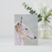 "Borzoi" Dog Art Briefkaart (Staand voorkant)