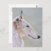 "Borzoi" Dog Art Briefkaart (Voorkant / Achterkant)