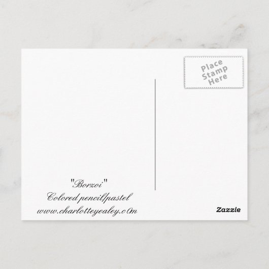 "Borzoi" Dog Art Briefkaart (Achterkant)