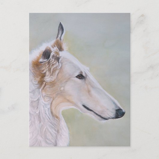 "Borzoi" Dog Art Briefkaart (Voorkant)