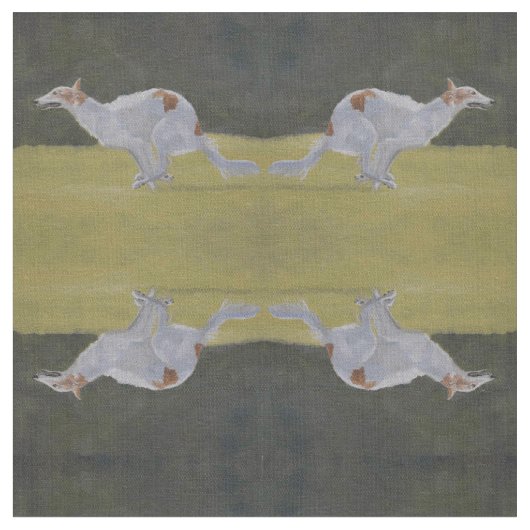 Borzoi Dog Art Fabric Stof (Close Up)