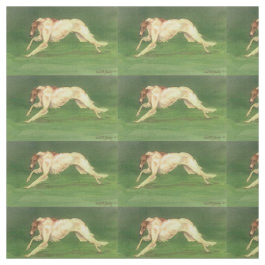 Borzoi Dog Art Fabric Stof (Swatch)