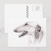 Borzoi Dog Art Ink Head Profile Briefkaart (Voorkant / Achterkant)