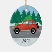 Borzoi Dog-auto met kerstboom bovenaan Keramisch Ornament (Rechts)