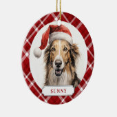 Borzoi Dog Ceramic Circle Ornament (Rechts)