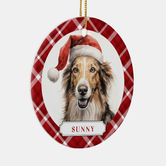 Borzoi Dog Ceramic Circle Ornament (Rechts)