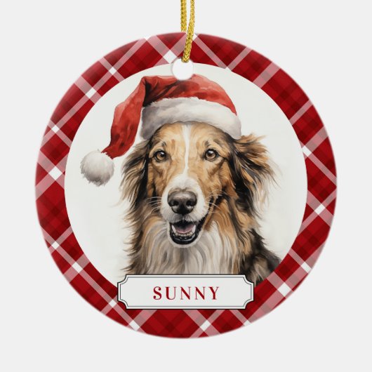 Borzoi Dog Ceramic Circle Ornament (Voorkant)
