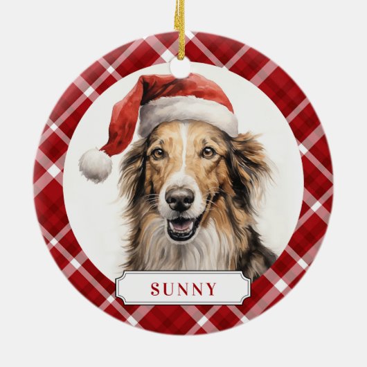 Borzoi Dog Ceramic Circle Ornament (Achterkant)