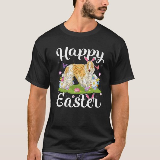 Borzoi Dog Easter Egg Hunt Floral Borzoi Easter Su T-shirt (Voorkant)