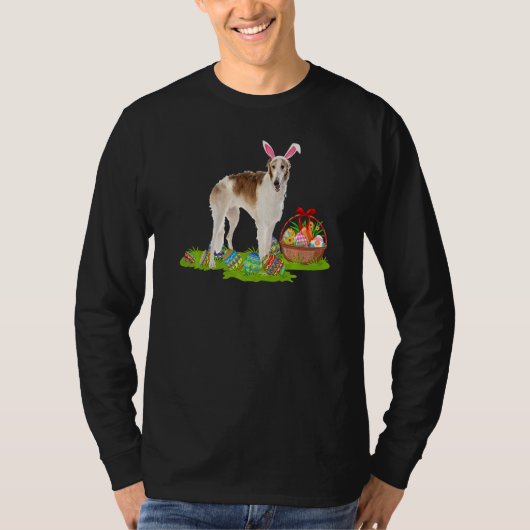 Borzoi Dog Easter Egg Hunting Bunny Borzoi Easter T-shirt (Voorkant)