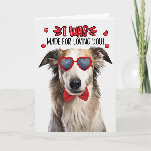 Borzoi Dog Gemaakt voor Liefdevolle Valentijn Feestdagen Kaart (Voorkant)