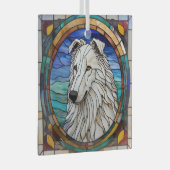 Borzoi Dog "Glas in lood" Glas Ornament (Voorkant Rechts)