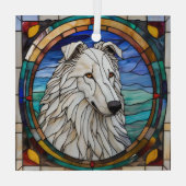 Borzoi Dog "Glas in lood" Glas Ornament (Achterkant)