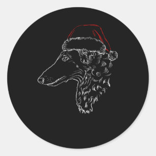 Borzoi Dog met Santa Hat Ronde Sticker