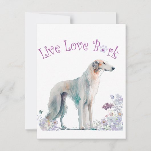 Borzoi Dog Mom Floral Notitiekaartje (Voorkant)