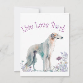 Borzoi Dog Mom Floral Notitiekaartje