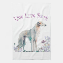 Borzoi Dog Mom Floral Theedoek
