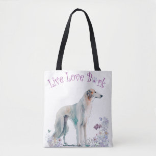 Borzoi Dog Mom Floral Tote Bag