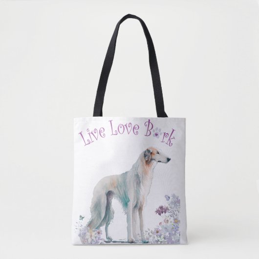 Borzoi Dog Mom Floral Tote Bag (Voorkant)