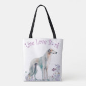 Borzoi Dog Mom Floral Tote Bag (Achterkant)