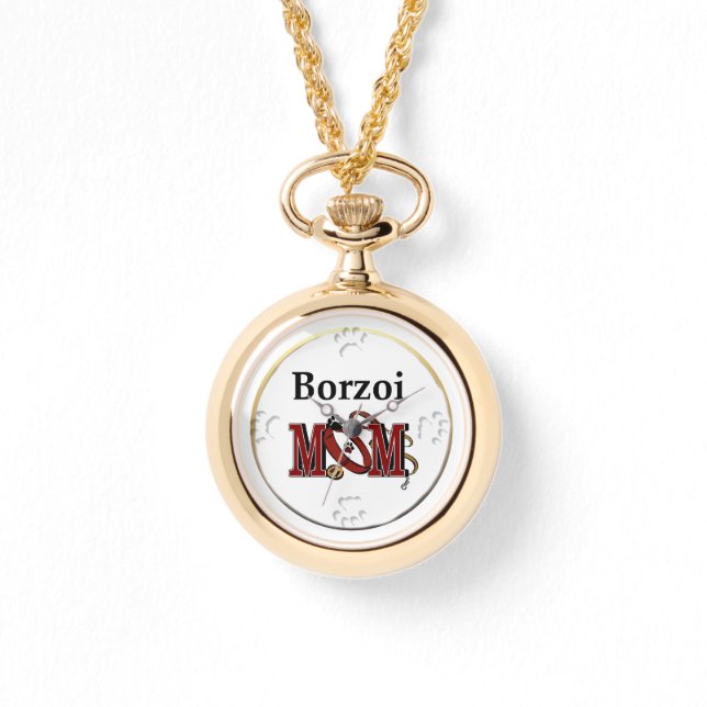 Borzoi Dog MOM Horloge (Voorkant)