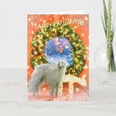BORZOI Dog PRETTIGE FEESTDAGEN CHRISTMAS Card Kaart (Voorkant)