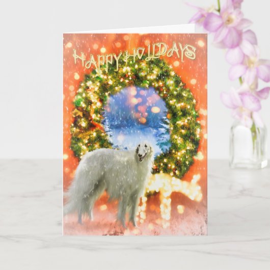 BORZOI Dog PRETTIGE FEESTDAGEN CHRISTMAS Card Kaart (Orchidee)