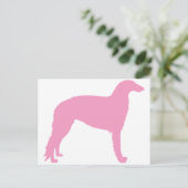 Borzoi Dog (roze) Briefkaart (Staand voorkant)