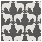 Borzoi Dog Silhouettes Grey and White Patterned Stof (Close Up)