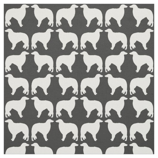 Borzoi Dog Silhouettes Grey and White Patterned Stof (Swatch)