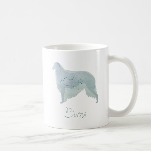 Borzoi Dog Waterverf Design Koffiemok (Rechts)
