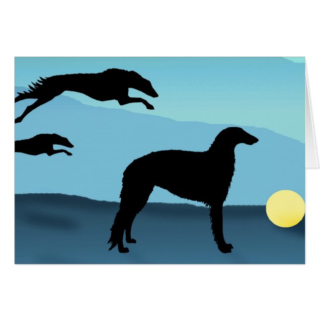 Borzoi Dogs Chasing Ball (Voorkant Horizontaal)