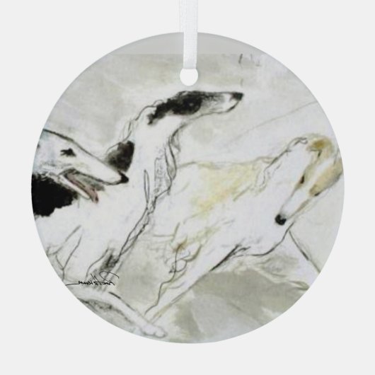 Borzoi door Hevener Glass Ornament (Achterkant)