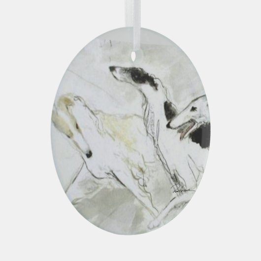Borzoi door Hevener Glass Ornament (Voorkant Rechts)