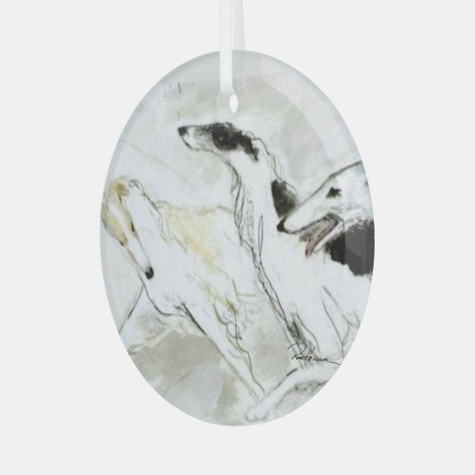 Borzoi door Hevener Glass Ornament (Voorkant links)
