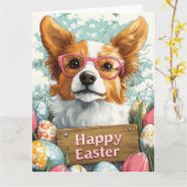 Borzoi Easter Eggs Kaart (Gele Bloem)