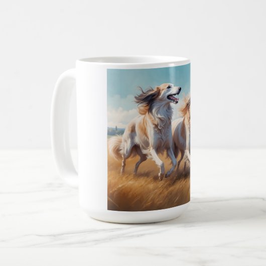 Borzoi Elegant Breed Coffee Mok (Voorkant links)