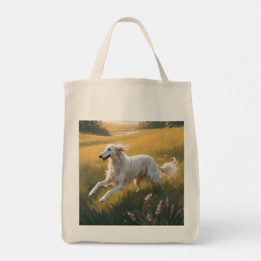 Borzoi Elegant Grocery Canvas tas (Achterkant)