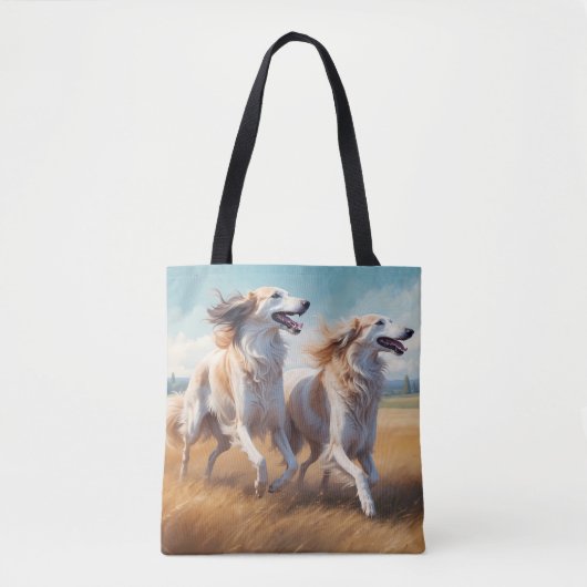 Borzoi Elegant Schouder Canvas tas (Voorkant)